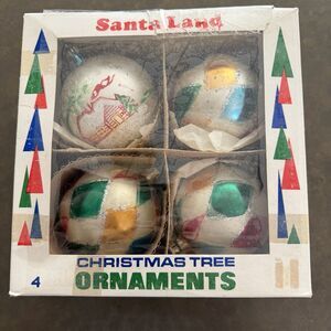 Santa Land Jumbo Christmas Ornaments Box Poland Large Glass Vintage Harlequin